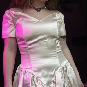 80s vintage satin wedding dress